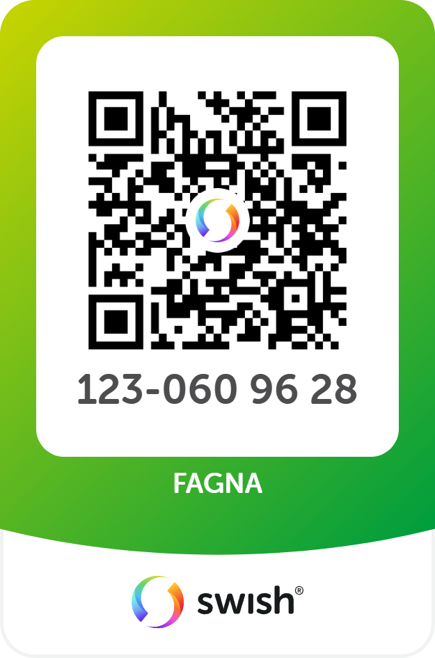 Swish QR code to donate to FAGNA® (123-060 96 28)